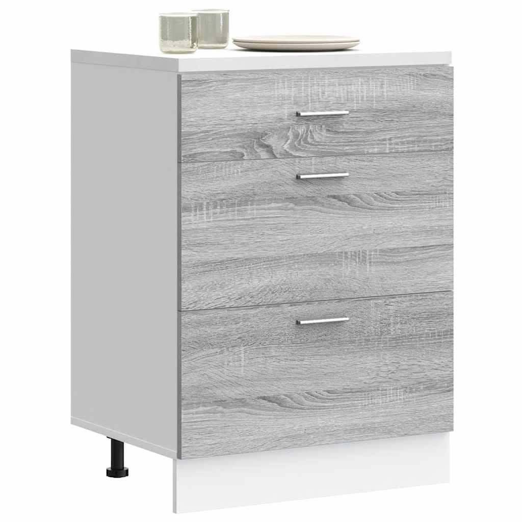 Køkkenunderskab Lyon - grå Sonoma, konstrueret træ, 60 cm