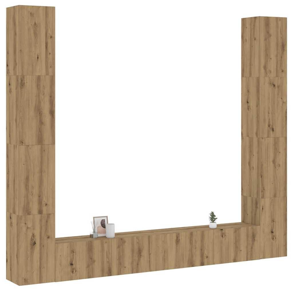 Væghængte tv-skabe 6 stk. konstrueret træ egetræsfarve