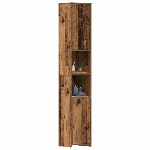 Badeværelsesskab 30x30x183,5 cm konstrueret træ antikt træ