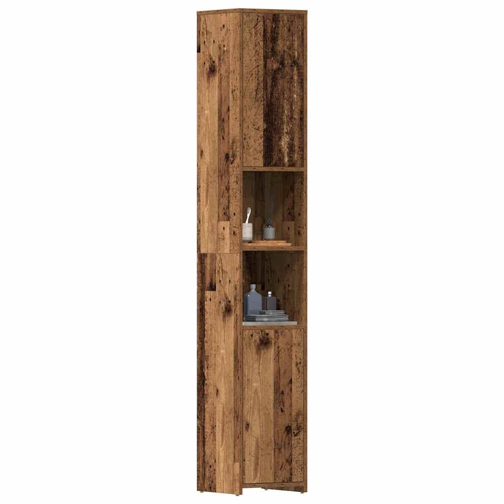 Badeværelsesskab 30x30x183,5 cm konstrueret træ antikt træ