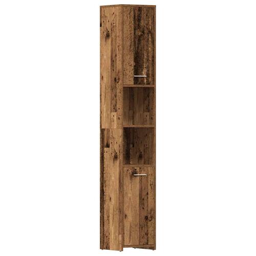 Badeværelsesskab 30x30x183,5 cm konstrueret træ antikt træ