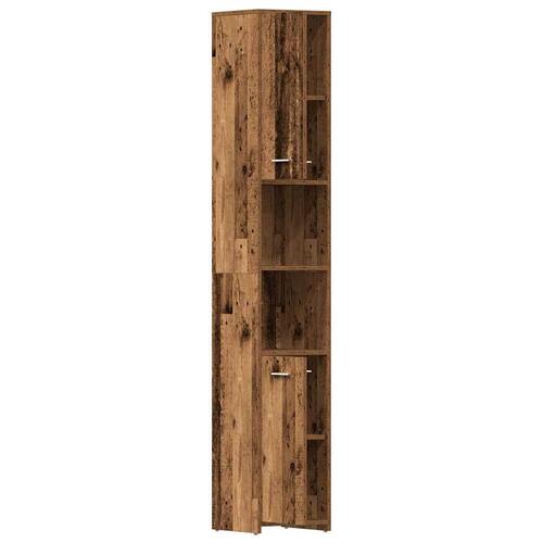 Badeværelsesskab 30x30x183,5 cm konstrueret træ antikt træ