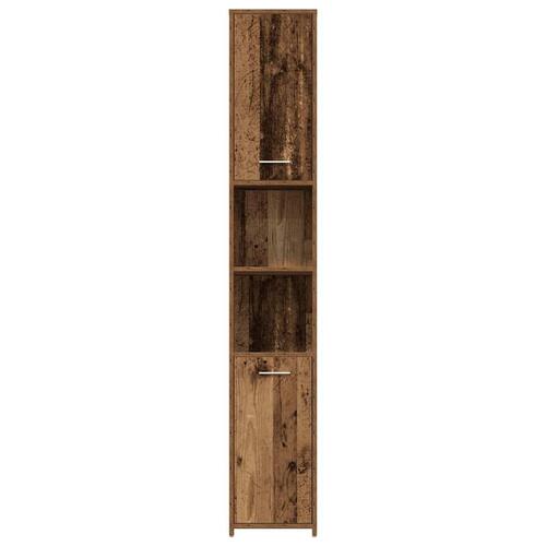 Badeværelsesskab 30x30x183,5 cm konstrueret træ antikt træ