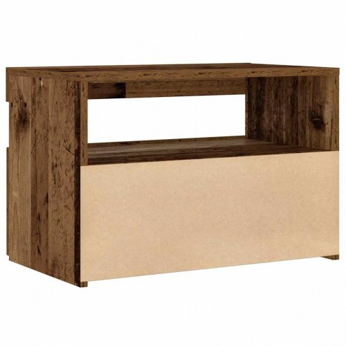 Sengeskab med LED-lys - antikt trælook 60×35×40 cm, konstrueret træ
