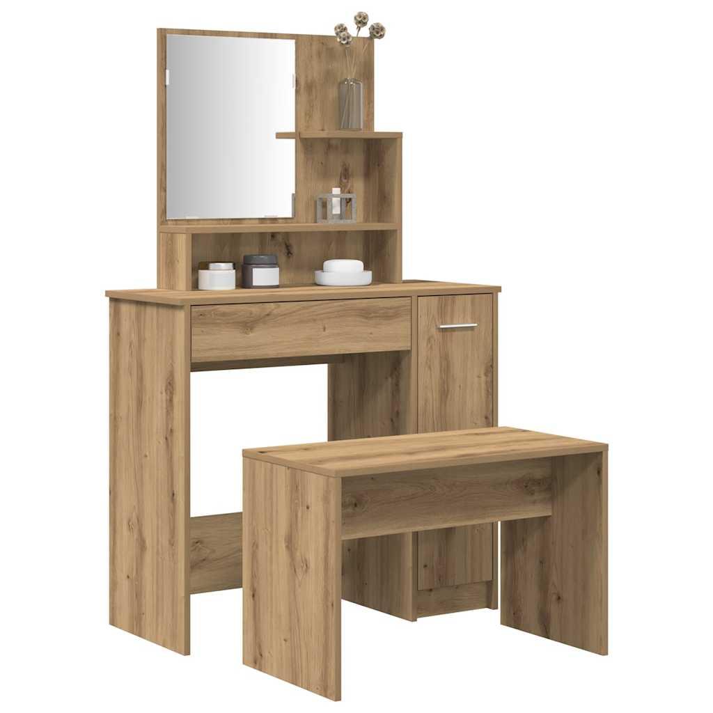 Toiletbordssæt i artisan eg - spejl og skammel