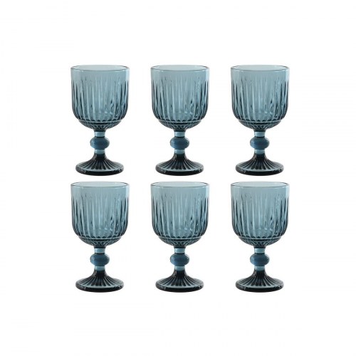 Cocktailsæt med blå krystalglas, 6 stk. (8 × 8 × 14,5 cm)