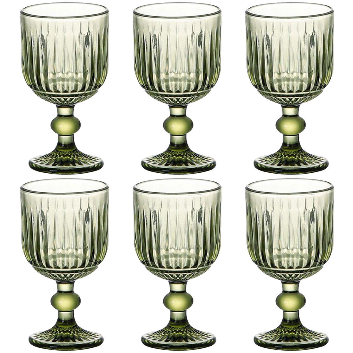 Sæt med glas Home ESPRIT Grøn Krystal 8 x 8 x 14,5 cm (6 enheder)