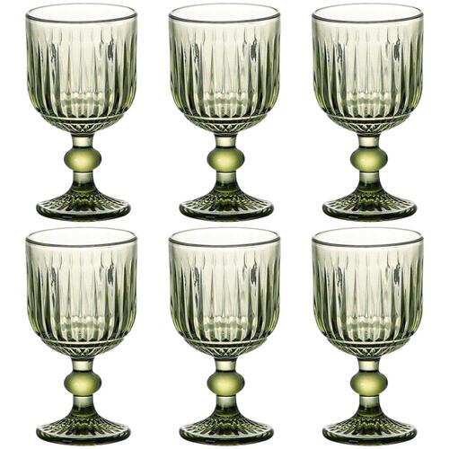 Sæt med glas Home ESPRIT Grøn Krystal 8 x 8 x 14,5 cm (6 enheder)