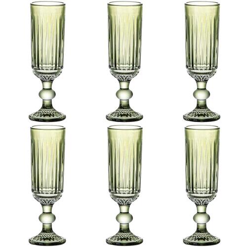 Sæt med glas Home ESPRIT Grøn Krystal 6 x 6 x 18,4 cm (6 enheder)