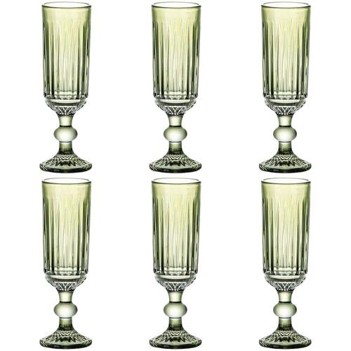 Sæt med glas Home ESPRIT Grøn Krystal 6 x 6 x 18,4 cm (6 enheder)
