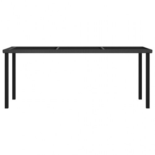 Havebord 180 × 70 × 73 cm i sort polyrattan med glasplade