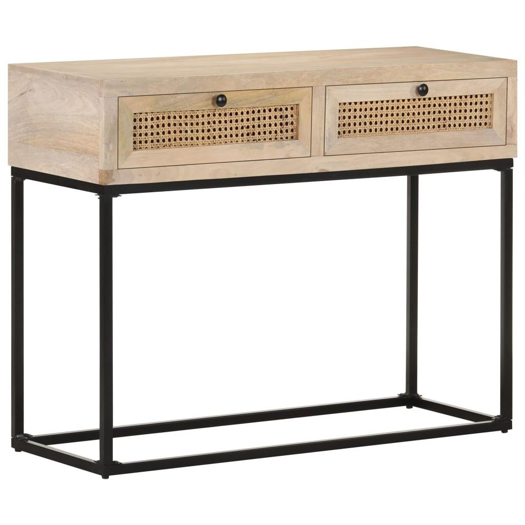 Konsolbord 100x35x76 Massivt Mangotræ Naturlig Rørflet