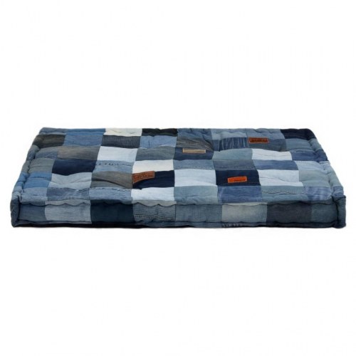 Hynder til pallesofa 2 dele denim-patchwork blå