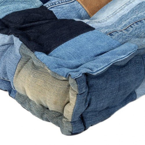 Hynder til pallesofa 2 dele denim-patchwork blå