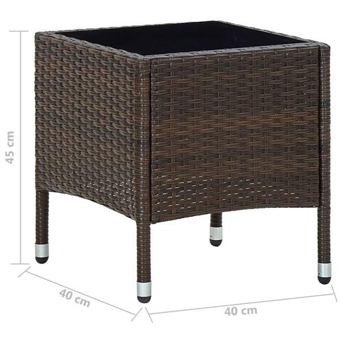 Havebord 40x40x45 cm polyrattan brun