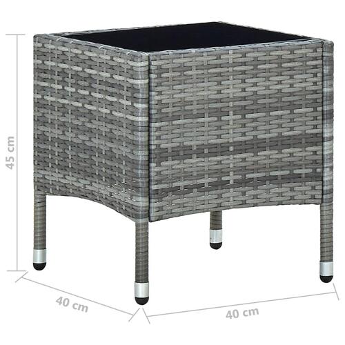 Havebord 40x40x45 cm polyrattan grå