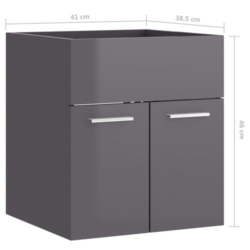 Skab til håndvask 41x38,5x46 cm konstrueret træ grå højglans