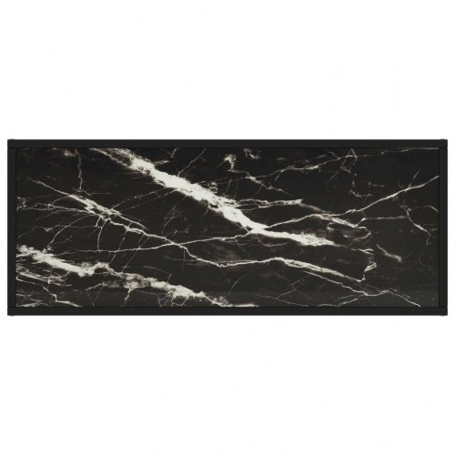 Tv-bord 100×40×40 cm i sort marmorglas - hylde og stålstel