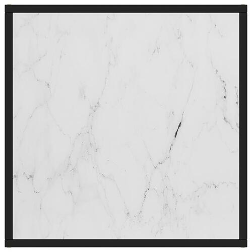Sofabord 60x60x35 cm hvidt marmorglas sort