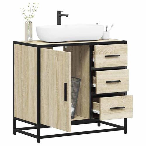Underskab til badeværelse 65x33x60 cm konstrueret træ sonoma-eg