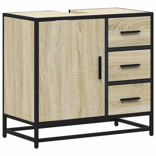 Underskab til badeværelse 65x33x60 cm konstrueret træ sonoma-eg