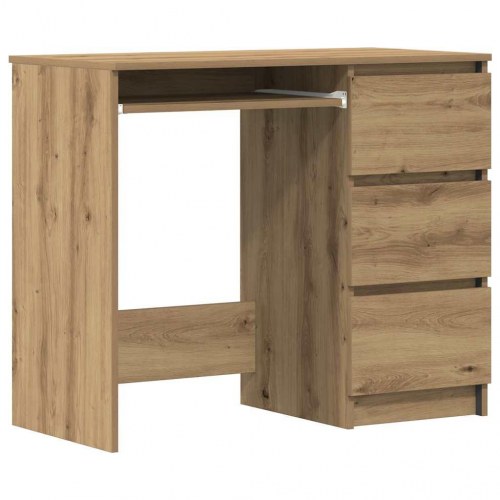 Skrivebord i kunsteg - 90 × 45 × 76 cm med 3 skuffer