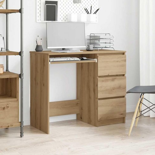 Skrivebord i kunsteg - 90 × 45 × 76 cm med 3 skuffer
