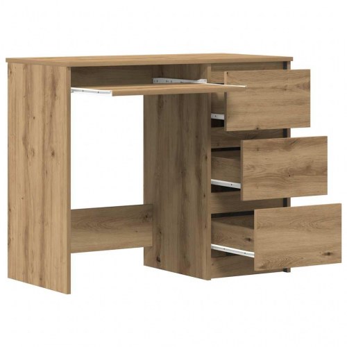 Skrivebord i kunsteg - 90 × 45 × 76 cm med 3 skuffer