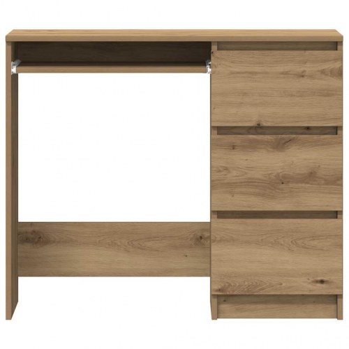 Skrivebord i kunsteg - 90 × 45 × 76 cm med 3 skuffer