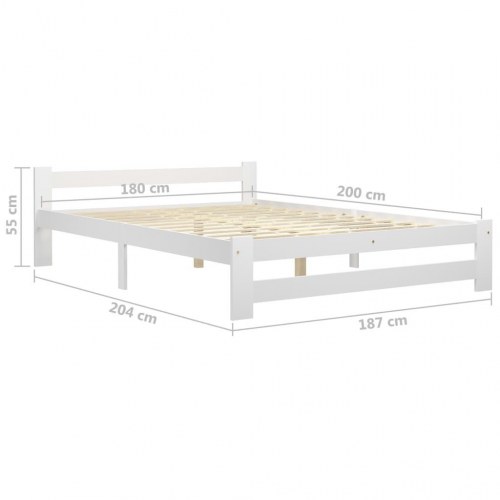 Sengestel 180 x 200 cm i massivt fyrretræ - hvid
