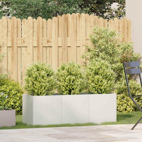 Plantekasse i hvid - 120×40×40 cm i koldvalset stål
