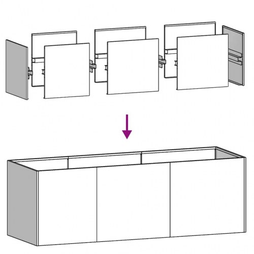 Plantekasse i hvid - 120×40×40 cm i koldvalset stål
