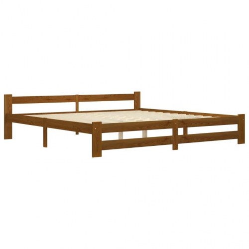 Sengeramme 200 x 200 cm i massivt fyrretræ - gyldenbrun