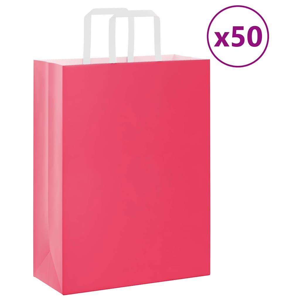 papirposer 50 stk. med håndtag 26x12x35 cm lyserød
