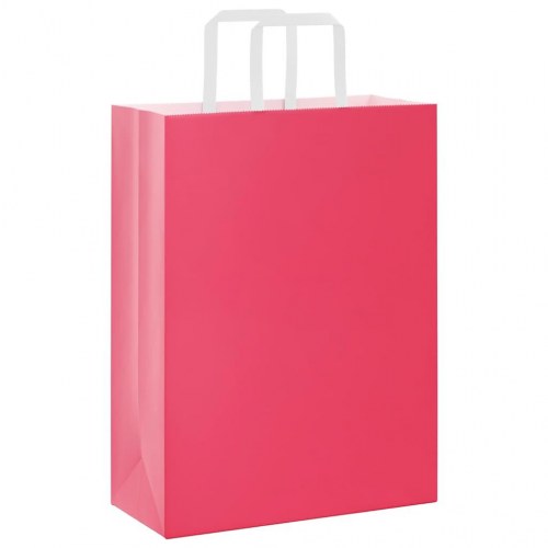 Papirposer med håndtag 26×12×35 cm - lyserød, 50 stk.