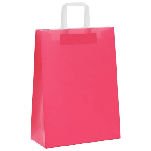 Papirposer med håndtag 26×12×35 cm - lyserød, 50 stk.