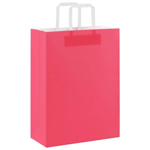Papirposer med håndtag 26×12×35 cm - lyserød, 50 stk.