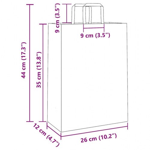 Papirposer med håndtag 26×12×35 cm - lyserød, 50 stk.