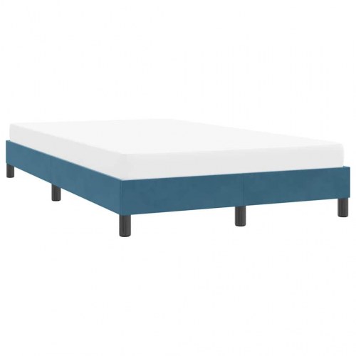Sengeramme i fløjl 120 x 210 cm - mørkeblå, med lamelbund