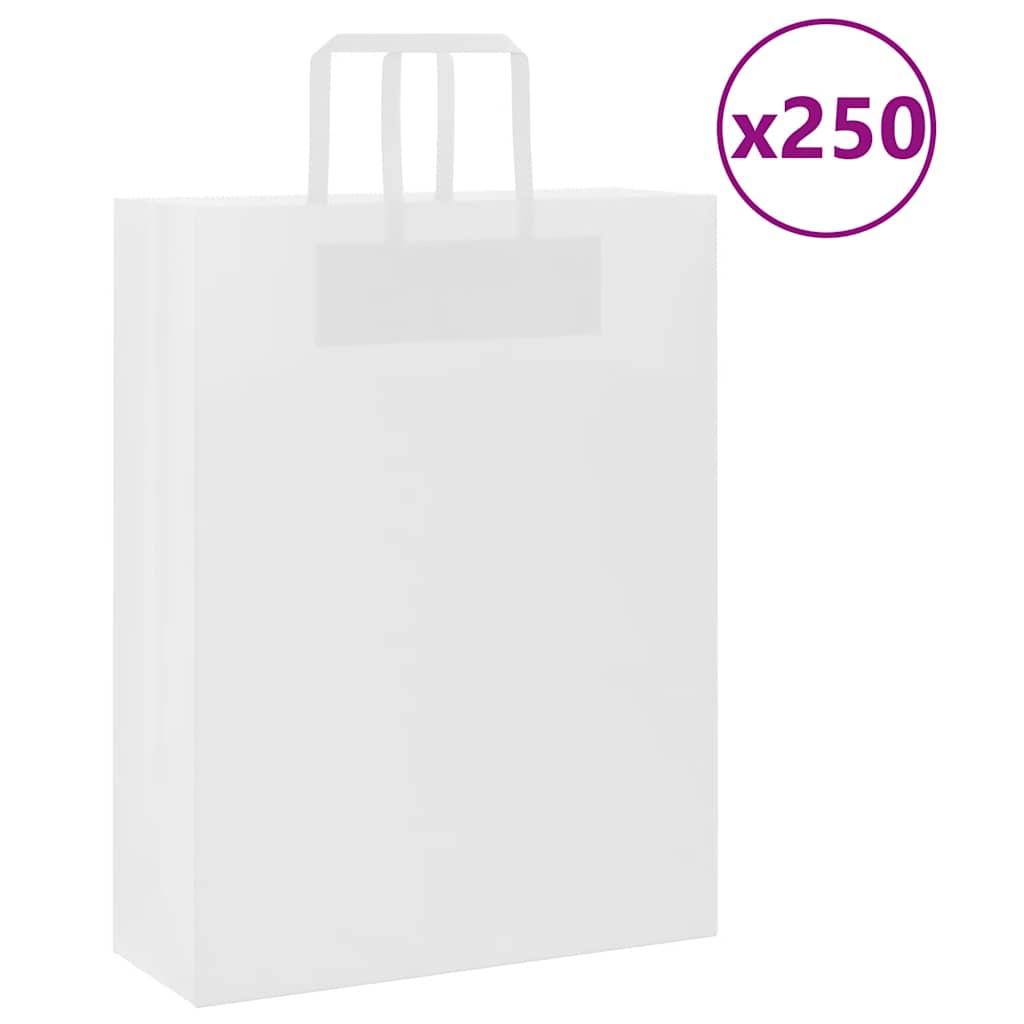 Papirposer 250 Stk Med Håndtag 32x12x42 Cm Hvid