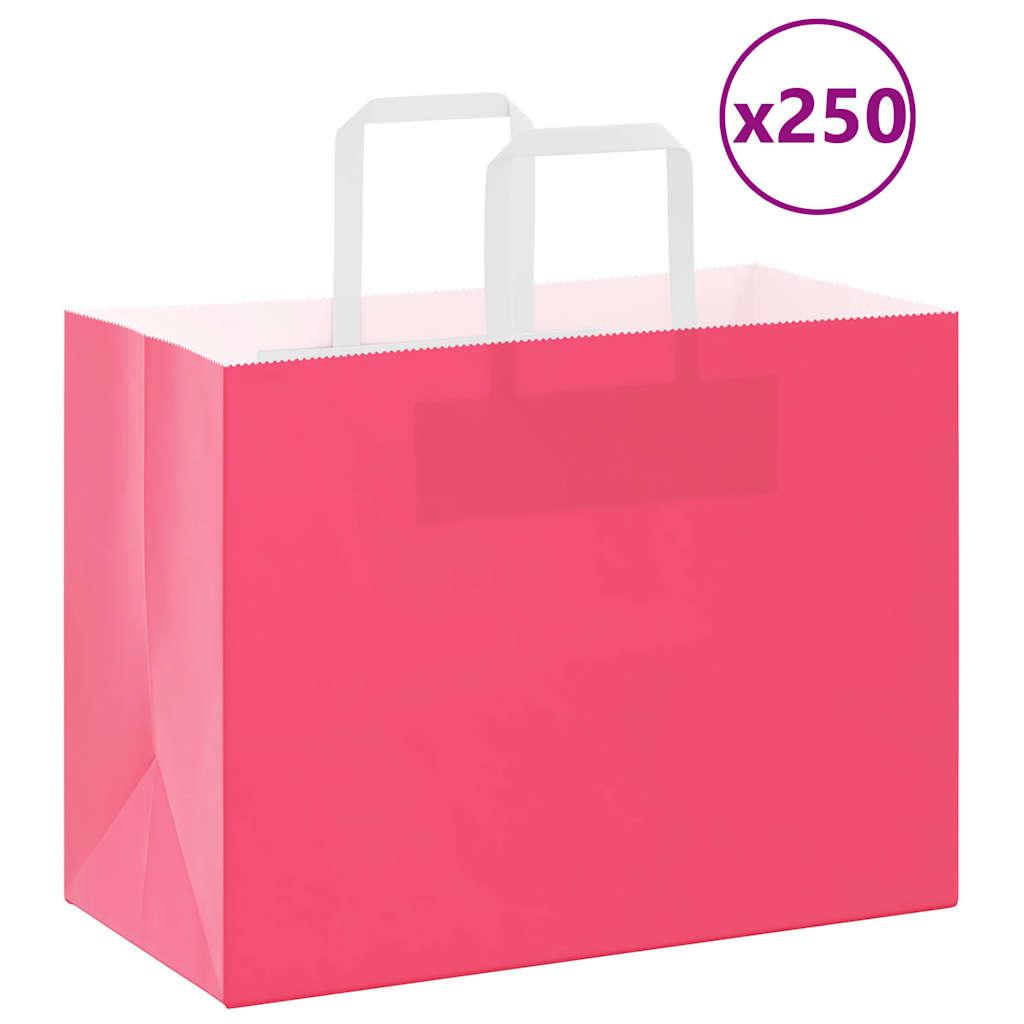 Papirposer med håndtag 32×17×25 cm - lyserød, 250 stk.