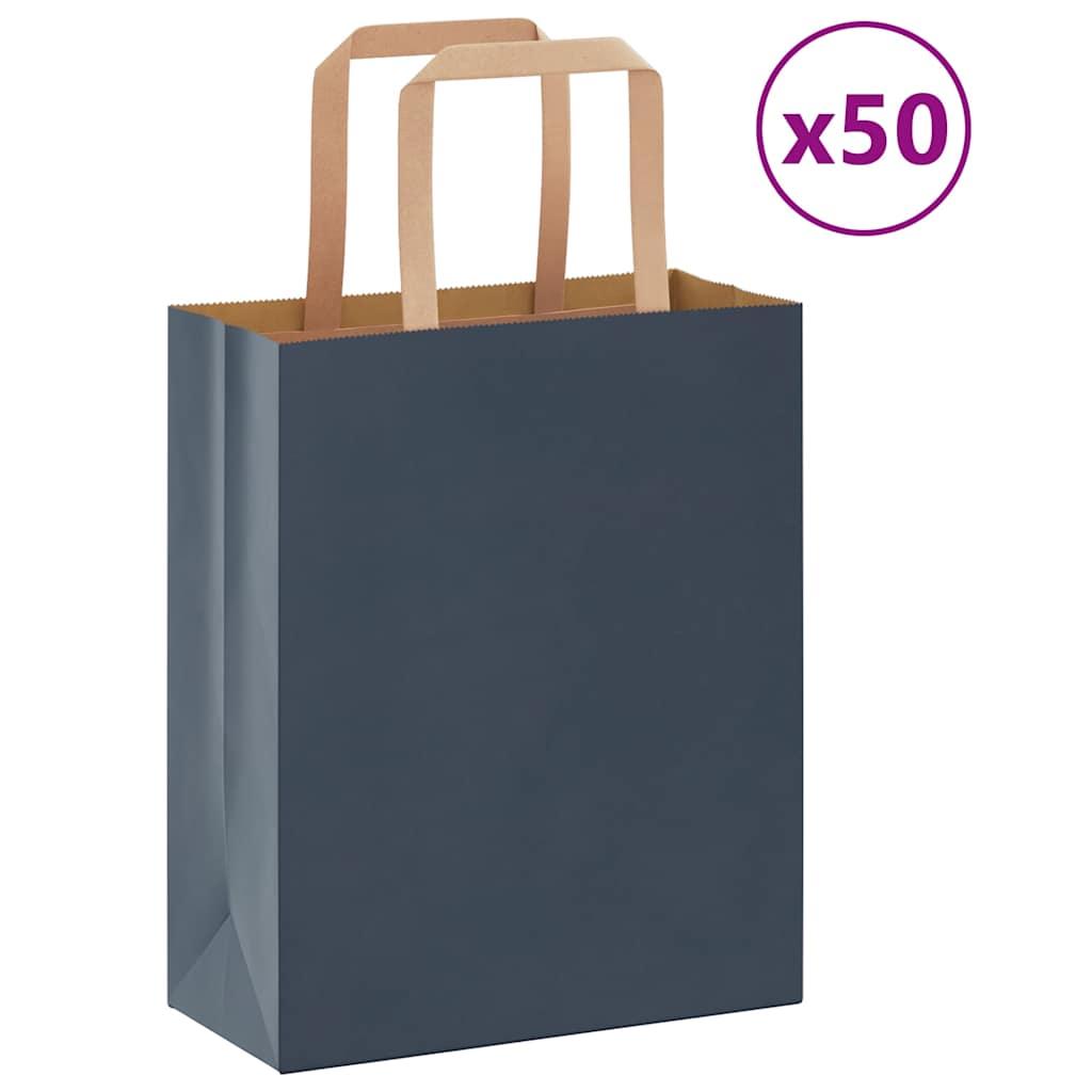 Papirposer 50 stk. med håndtag 18x8x22 cm blå