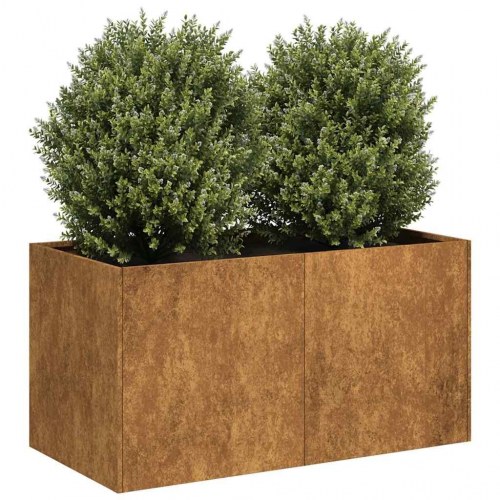 Plantekasse i cortenstål - rustfarvet 80 × 40 × 40 cm, åben bund