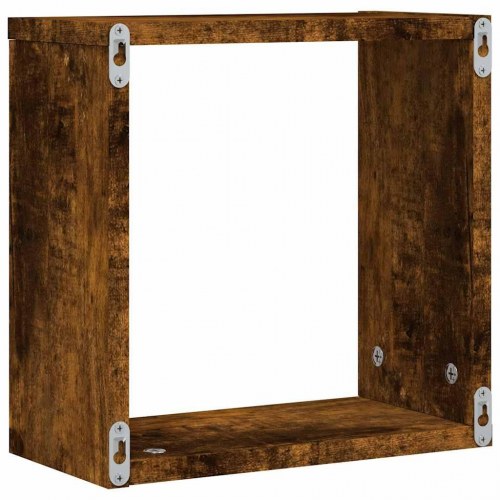 Væghylder - 6 stk. kubeformet 30×15×30 cm - røget egetræ
