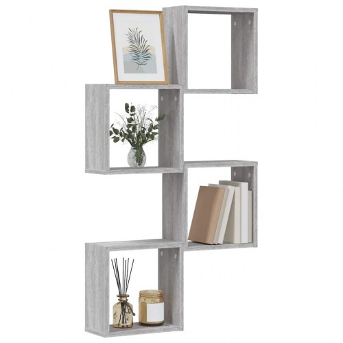 Væghylder 4 stk. 30x15x30 cm kubeformet grå sonoma-eg