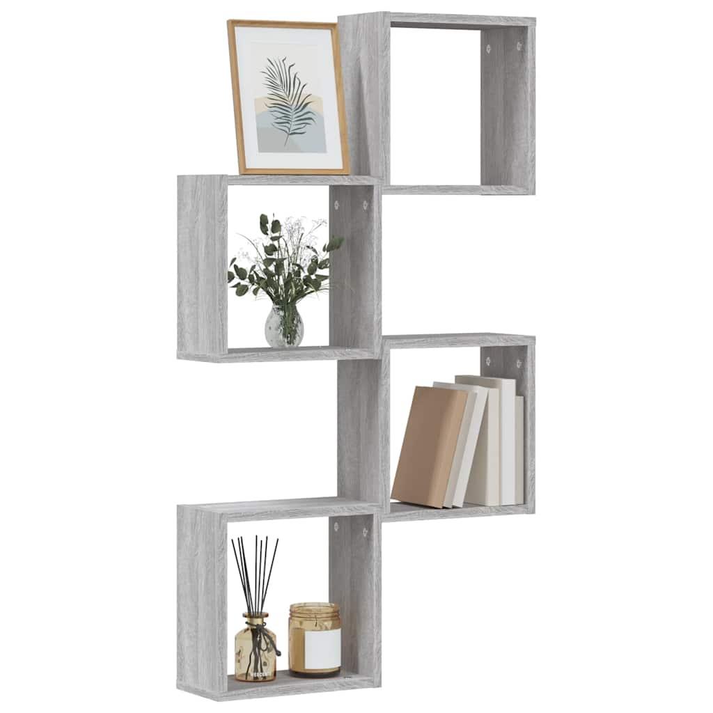 Væghylder 4 stk. 30x15x30 cm kubeformet grå sonoma-eg