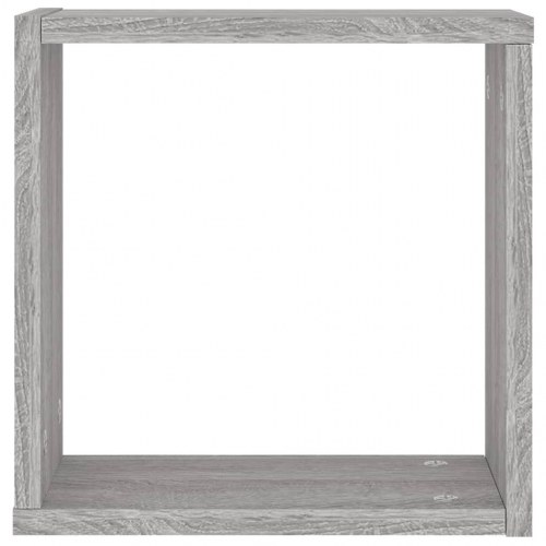Væghylder 4 stk. 30x15x30 cm kubeformet grå sonoma-eg