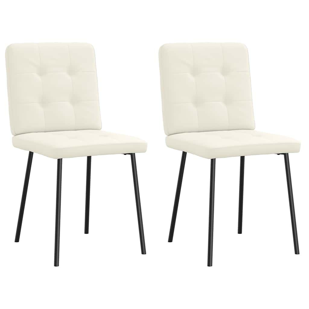 Spisebordsstole 2 stk. fløjl cremefarvet billede