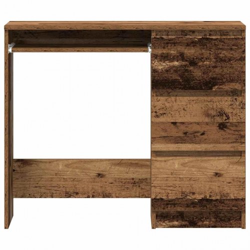 Skrivebord 90 × 45 × 76 cm i konstrueret træ - gammelt trælook, med 3 skuffer