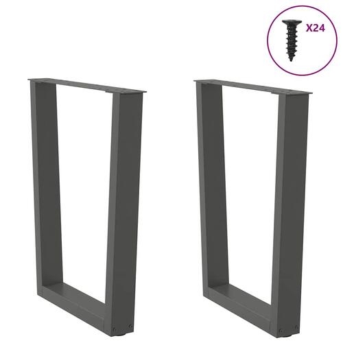 Spisebordsben V-formet 2 stk 60x(72-73,3) cm stål antracitgrå